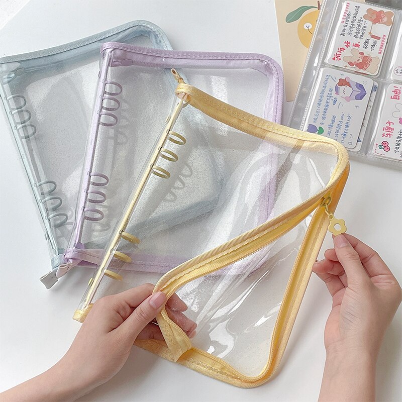 SKYSONIC, recién llegado, carpeta A5 con cremallera, libro para recoger, cubierta con purpurina, organizador, diario, cuaderno, bala, álbum de fotos transparente de PVC
