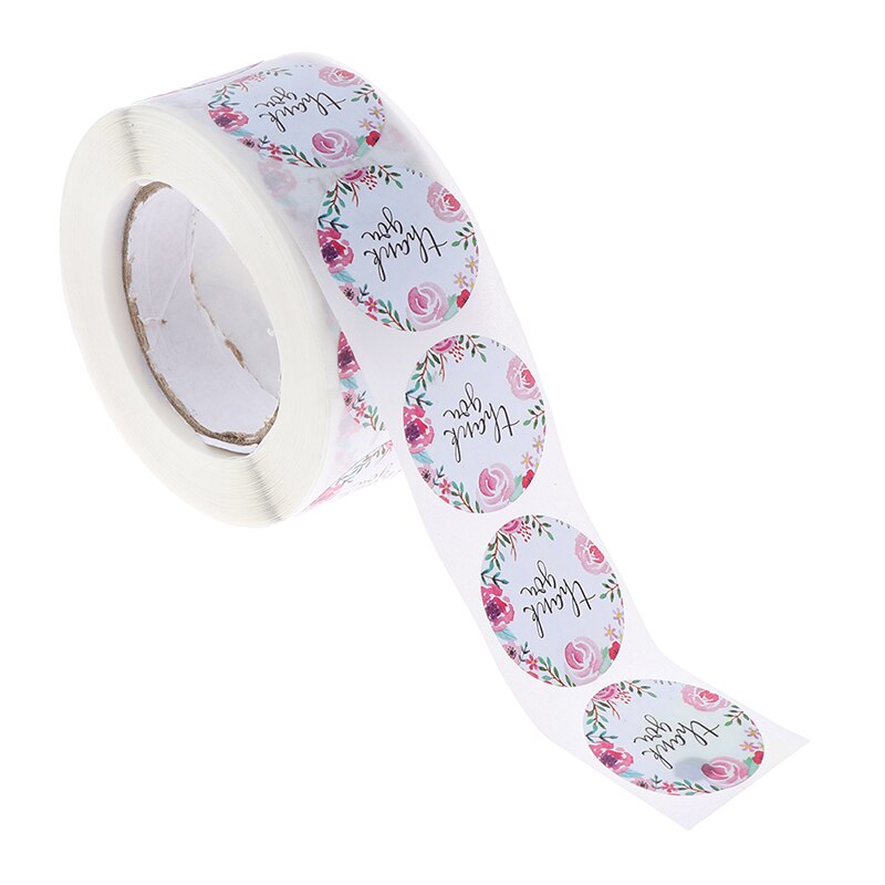 Étiquette merci rond blanc papier Kraft couleur pâte d'étanchéité cuisson Biscuit sac décoratif joint autocollant 500 étiquettes/rouleau