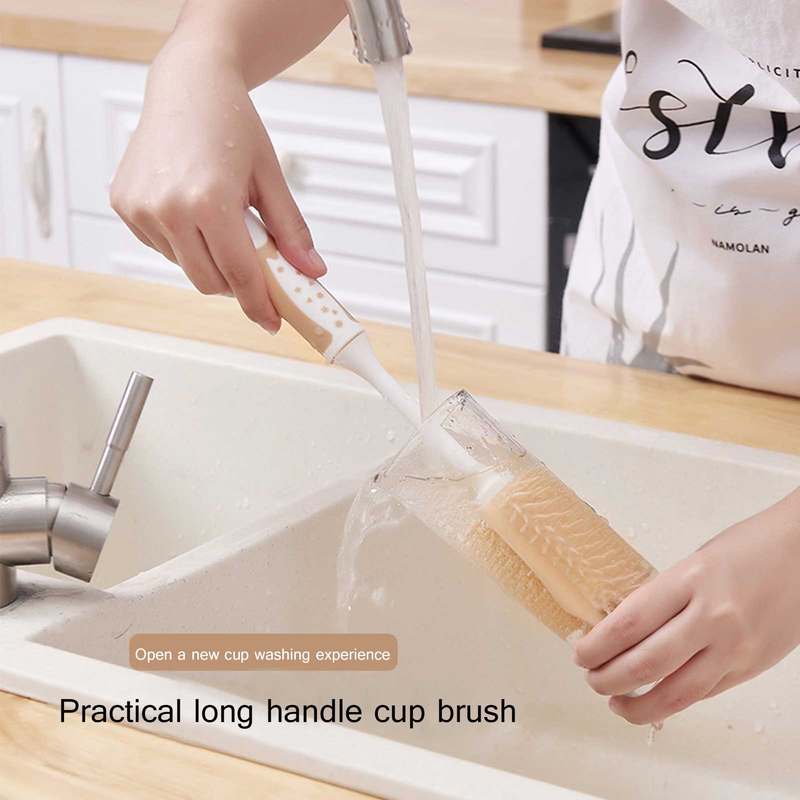 1Pc Waterkoker Fles Cup Borstel Baby Fles Tepel Brushs Reiniging Cup 360 Graden Zachte Glas Borstel Voor Lange fles