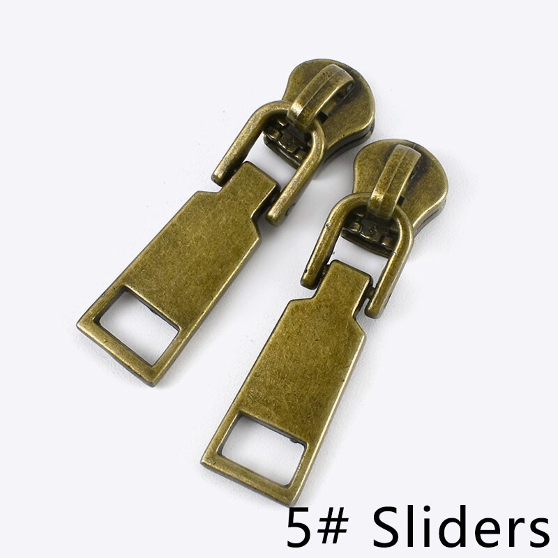 Meetee-deslizadores de cremallera para chaquetas con cremallera de Metal, Kit de reparación de cremalleras con cabeza extractora, accesorio de costura, 20 piezas, 3 #5 #: Bronze-No5