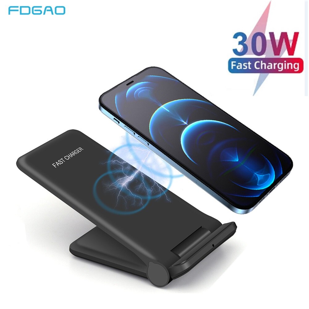 Fdgao 30W Qi Draadloze Oplader Voor Iphone 12 11 Xs Xr X 8 Samsung S21 S20 Galaxy Note 20 huawei Mate 40 Pro Opvouwbare Telefoon Houder