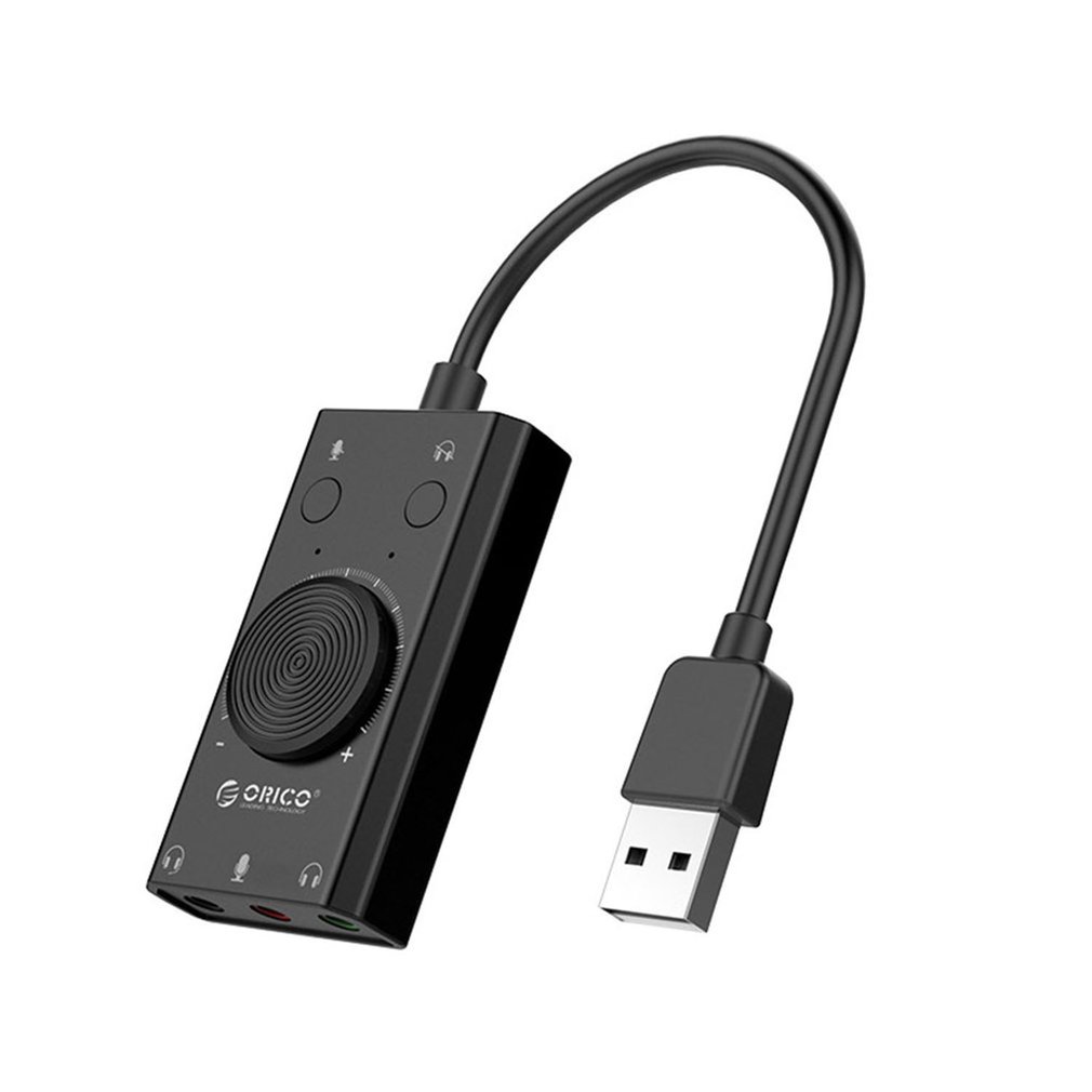 SC2 External USB Sound Card Stereo Mic Speaker 3.5mm Headset Audio Jack Cable Adapter Switch Volume Adjustment Free Drive