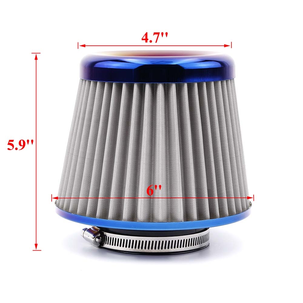 Jdm Verbrande Blue 3 &quot;76 Mm Power Intake High Flow Cold Air Intake Filter Cleaner Racing Auto luchtfilter