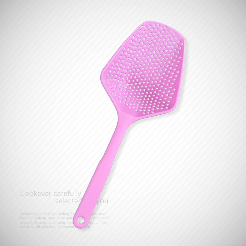 Scoop Colander Strainer Spoon Kitchen Food Drain Shovel Strainers Slotted Skimmer Sifter Sieve with Handle for Cooking Baking: Pink