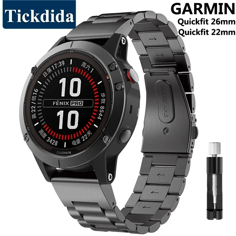 Bracelet en acier inoxydable pour Garmin Fenix 8 7 Pro 7X 6X 5X 8X Plus, bracelet métallique pour Garmin Tactix 8 9 7 Epix Pro QuickFit
