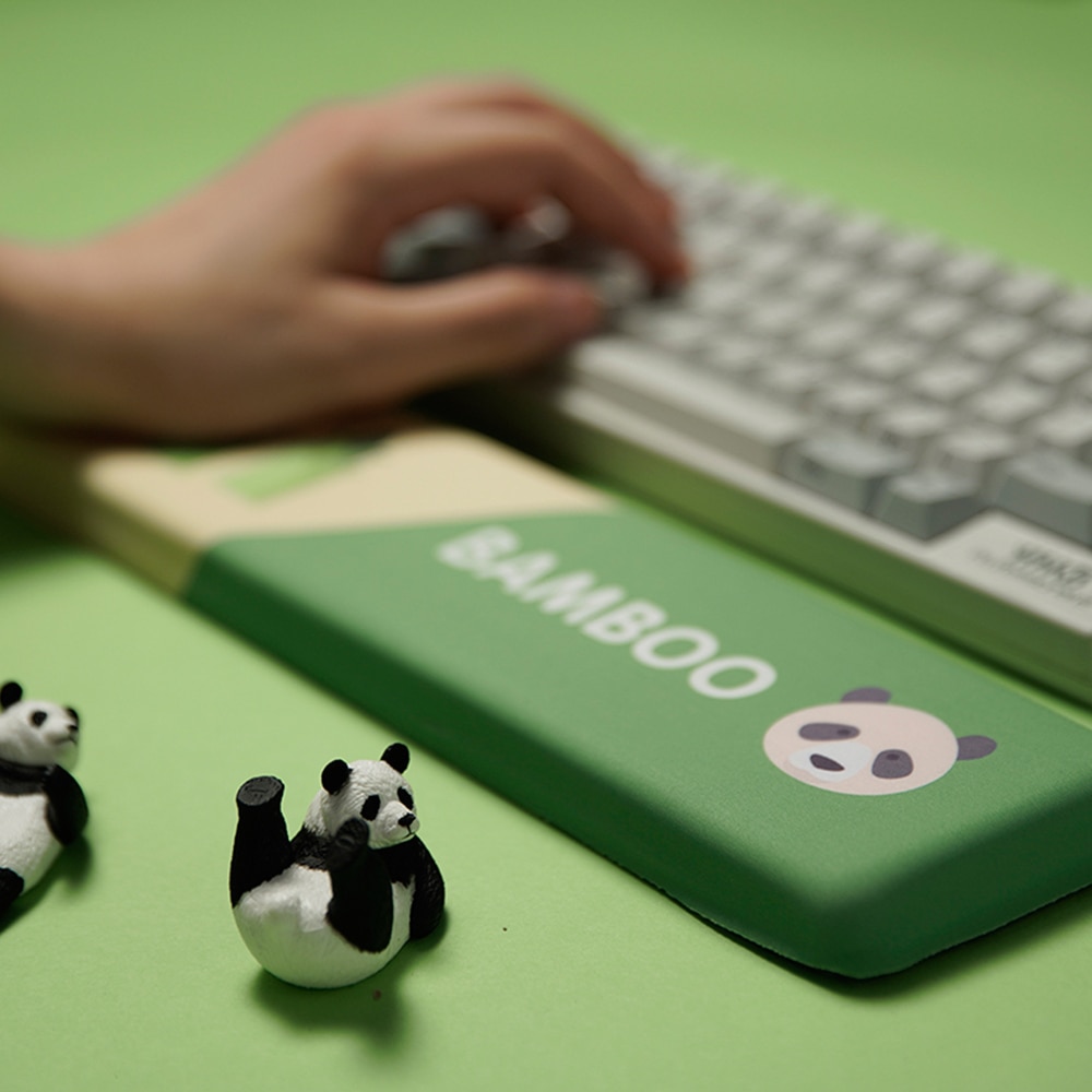 China Panda Bamboo Green Hand Wrist Rest Pad Keyboard Slow Rebound Memory Foam PU Non-slip Comfortable Mouse Pad