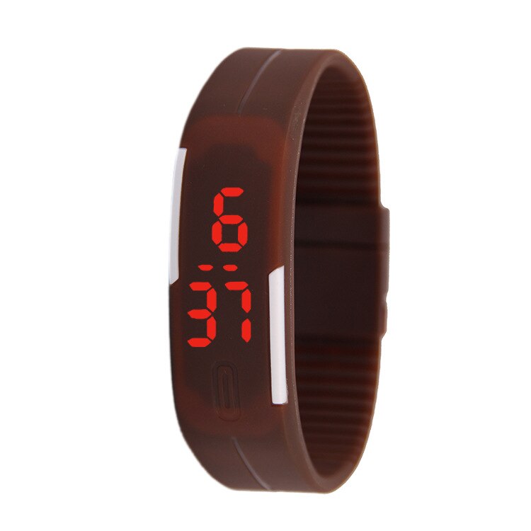 Led digital sports børneur slik farve børn børn ure fødselsdag for drenge piger ur gummi led børn ure: Brun