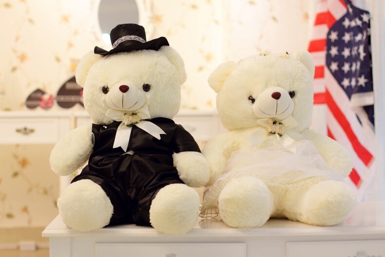 Ours en peluche pour couple, 2/20/40cm, poupée, de mariage, pour mariée et marié, de noël pour femmes et filles
