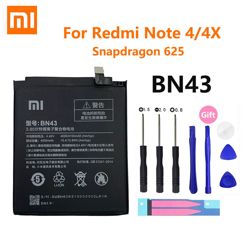 XiaoMi Batteria Del Telefono Redmi Hongmi Nota 3 3S 4 4A 4X 5 5A 5X 6 6 7 7A Andare pro Plus A2 Lite BN41 BN31 BM47 Batterie di Ricambio: BN43 Redmi Note 4 4X