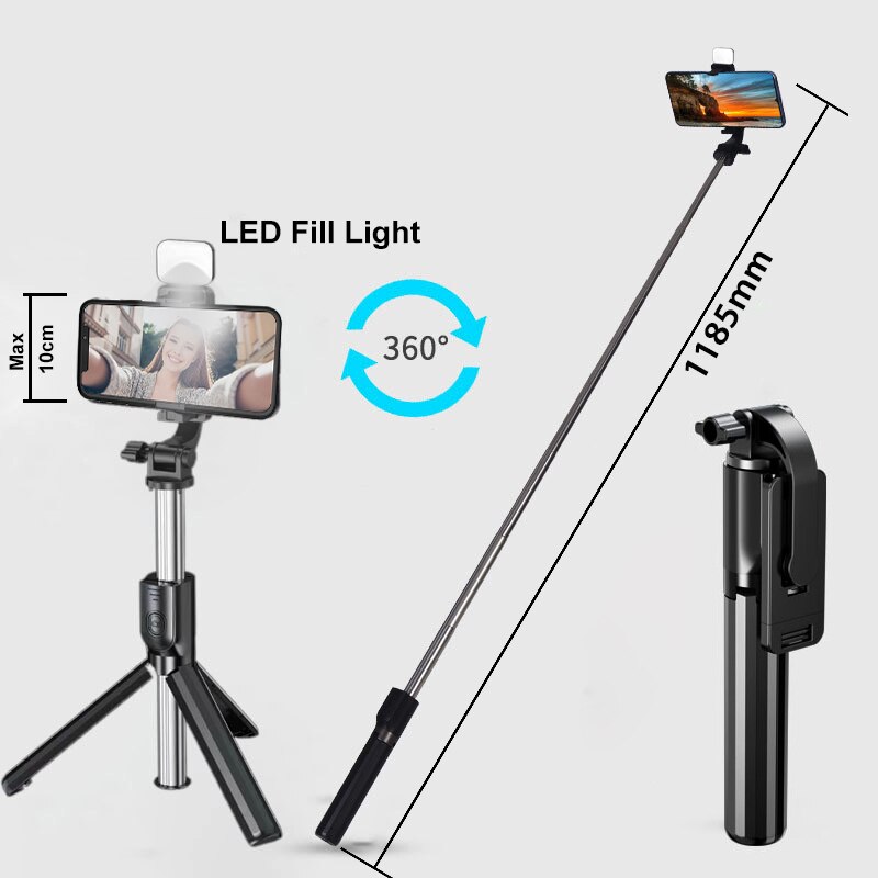 Handheld Gimbal Stabilizer Phone Gimbal Selfie Stick Tripod With Fill light For Smartphone Selfie live 360° Rotation: Default Title