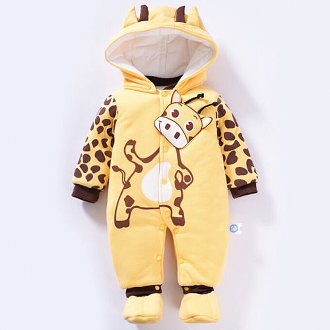 Baby Boy Girl Winter Warm Quilted Romper Jumpsuit Hooded Kids Outfit Clothes 3-24M: Yellow / 24M