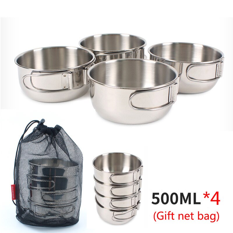 304 roestvrij staal vouwen kom Outdoor camping draagbare picknick kommen set Instant noodle kom thuis kookgerei servies: Roze