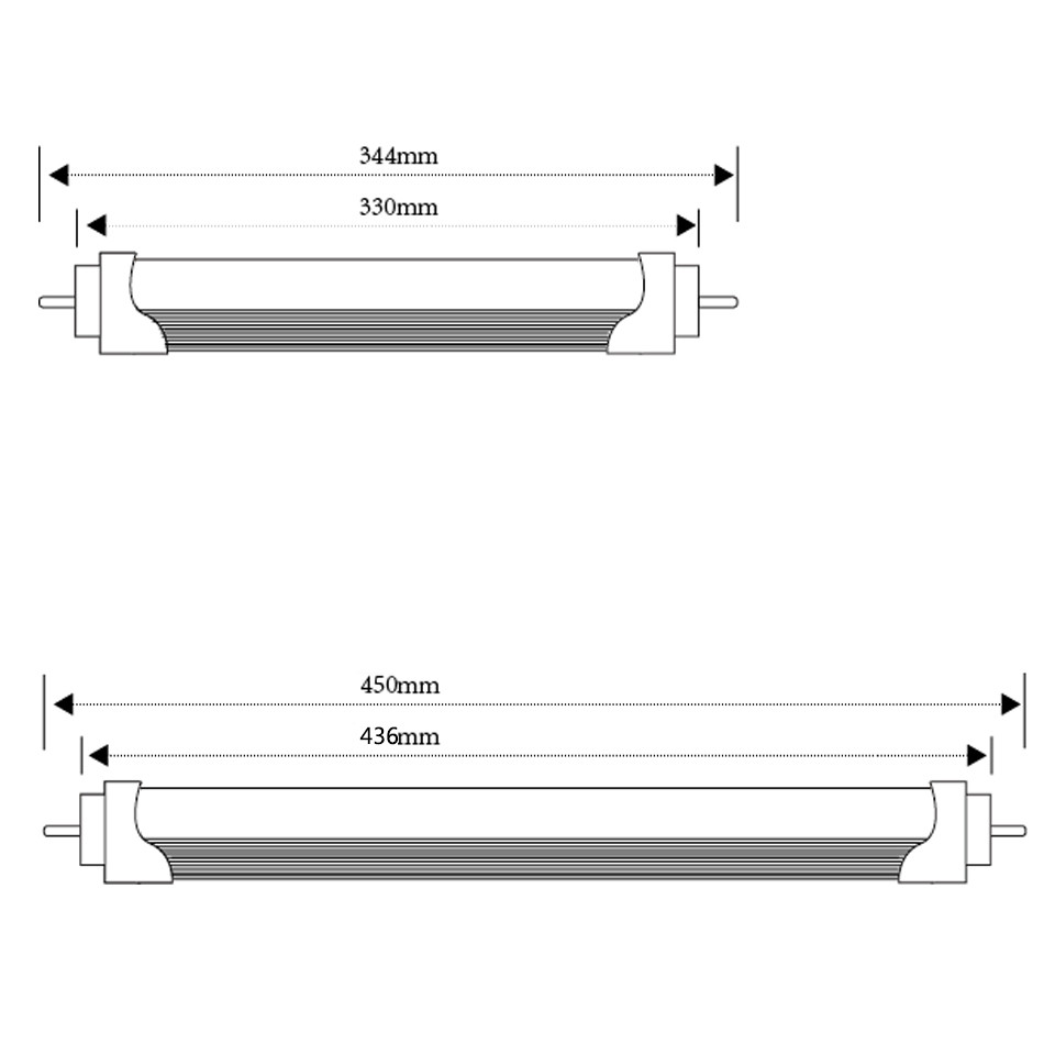 Tubo Led T8 tubo LED 344mm 450mm lámpara de tubo Led de alta potencia hogar 1 pies tubo LED T8 4W 6W G13 AC 100-240V 220V SMD2835