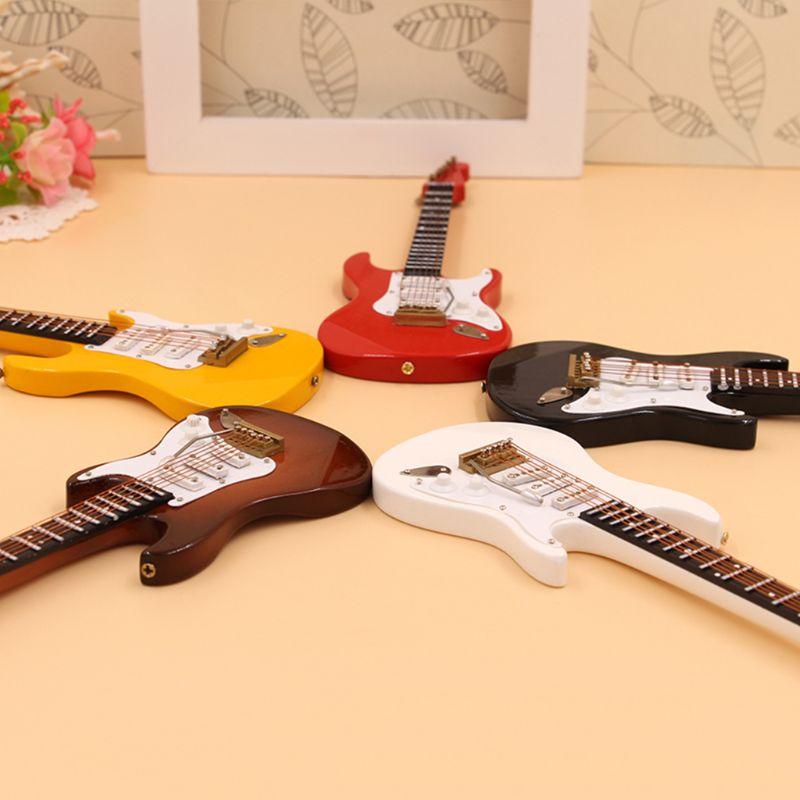 10cm miniature elektrisk guitar replika med kassestand musikinstrument model