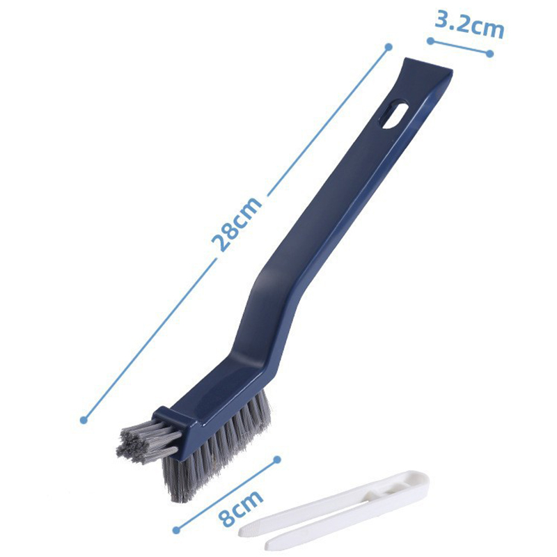 Escova multiuso para limpeza de lacunas de piso de azulejo de banheiro, ranhura de janela, escova de limpeza manual, ferramenta de cozinha de canto de parede doméstica: Azul