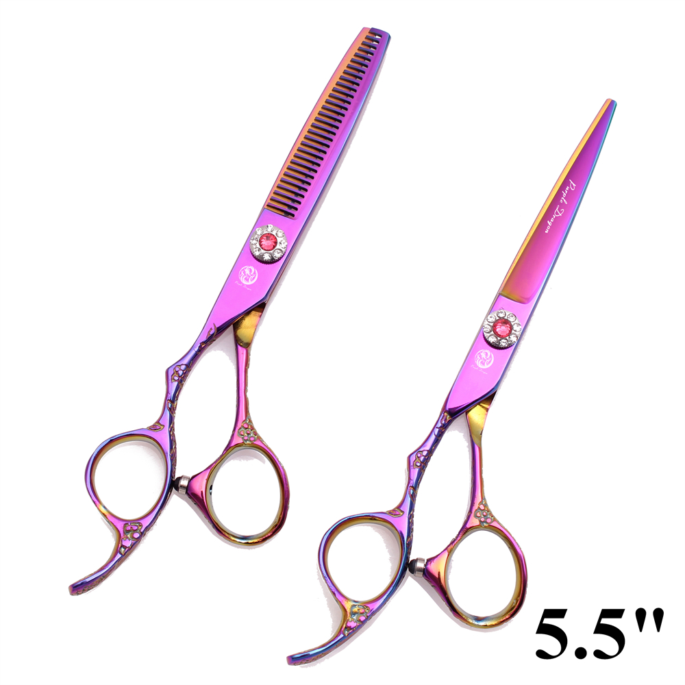 Professionele Kappersschaar Linkerhand Paarse Draak 5.5 "6" Haar Knippen Schaar Dunner Schaar Kapsel Schaar Z8002: WHITE