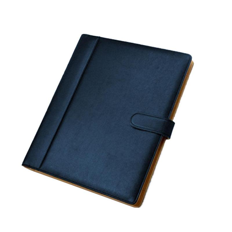 A4 PU Multi-Function Folder Ring Binder Display Notebook Folders With Calculator 8 Packets File Folder Document Bag Organizer: Blue