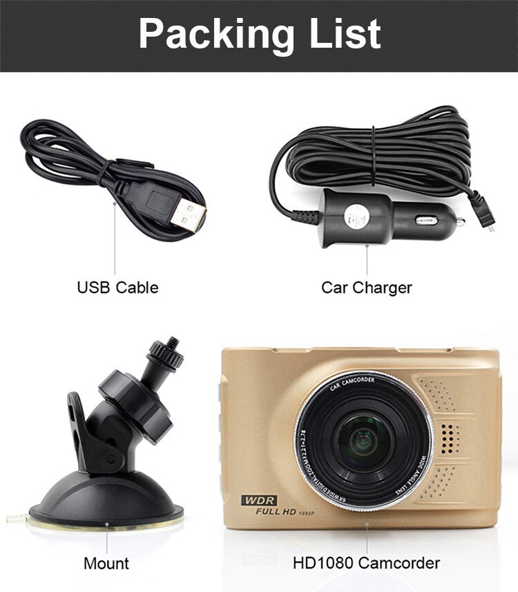 BESTE DVR Kamera 3 "TFT WDR Clever Auto Kamera Video Recorder 170-grad-Auto Objektiv voll HD 1080 P mit IR Nachtsicht H.264 G-Sensor