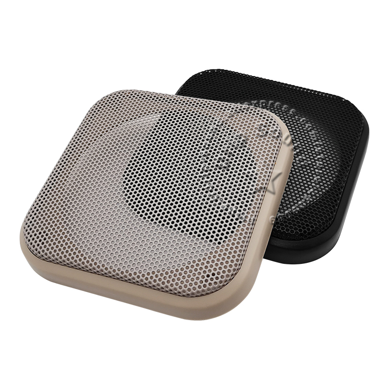 Couvercle de grille de haut-parleur carré, maille métallique circulaire décorative en plastique, filet de protection de calandre, noir et beige, 108x108mm, 4 po