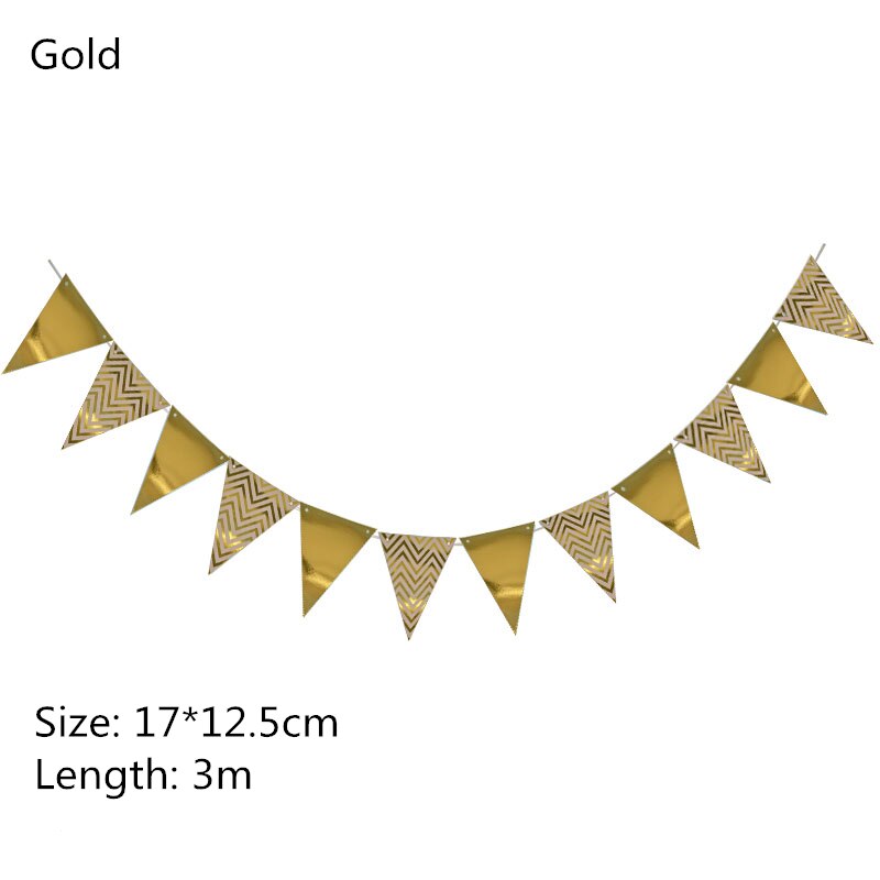 Tillykke med fødselsdagen banner glitter flag baby shower fødselsdagsfest dekorationer brev pige dreng fødselsdag forsyninger bunting krans flag: Guld flag