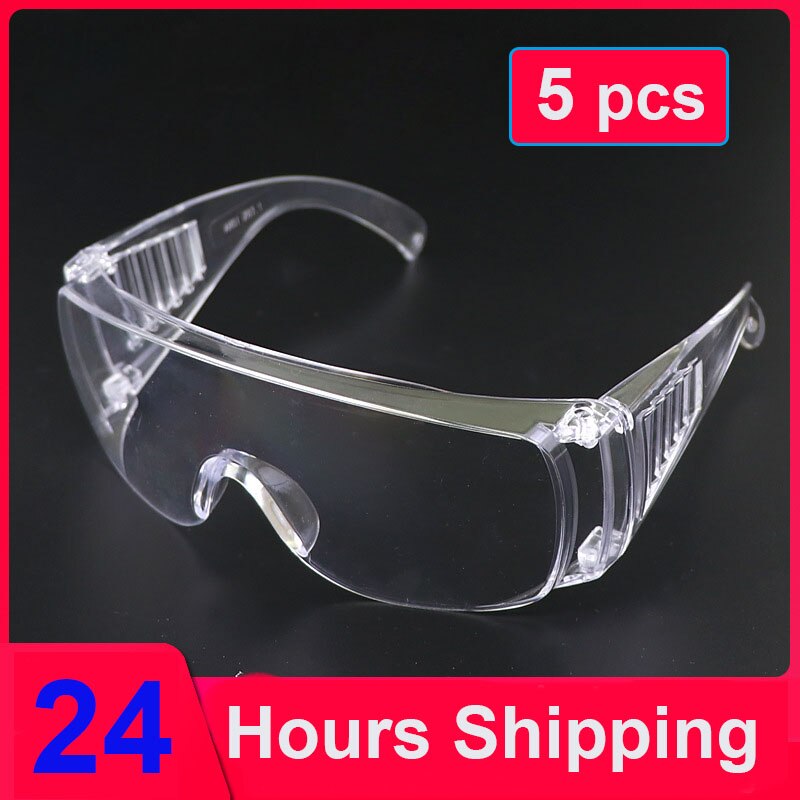 5 Pc Beschermende Veiligheidsbril Werken Anti Dust Eye Anti-Fog Antisand Winddicht Anti Dust Speeksel Transparante Bril Eye bescherming