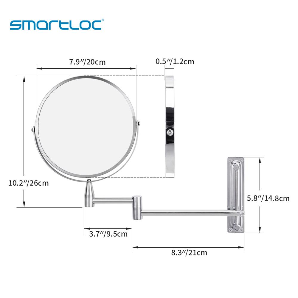 Smartloc wysuwane 8 cal 1X5X powiększające lustro łazienkowe inteligentne lusterko robić makijażu lustro wbudowane w ścianę lustro łazienkowe szafka