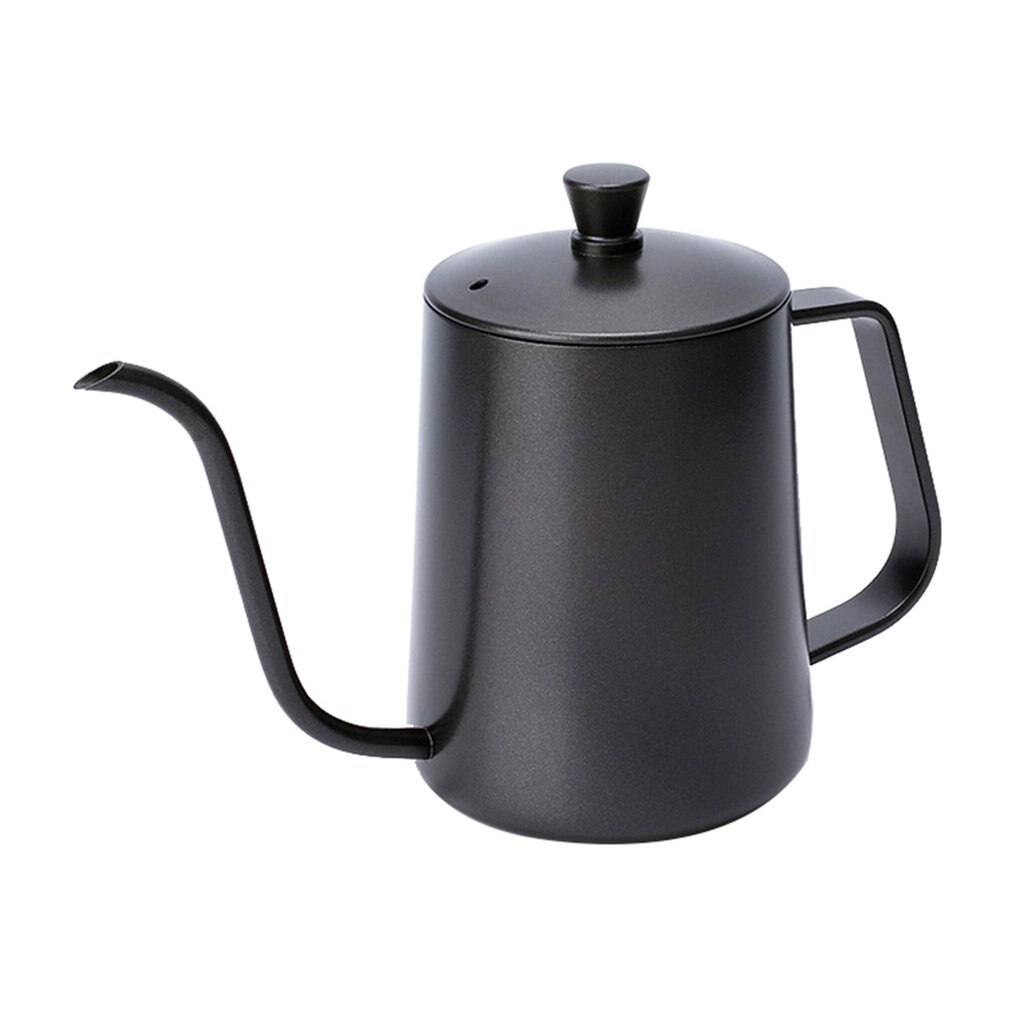 600ml Coffee Tea Pot Stainless Steel Long Narrow Gooseneck Spout Kettle Hand Drip Kettle Pour Over Coffee With lid: Black
