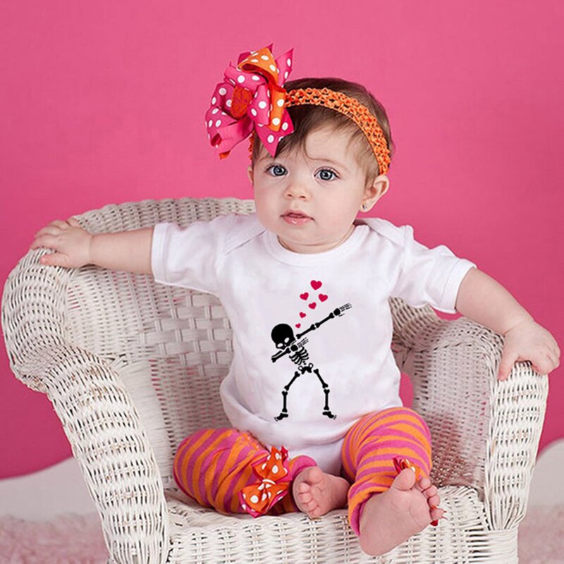 Dermspe Korte Mouwen Baby Peuter Romper Funny Skull Print Kids Peuter Romper Jongen Meisje Ronde Hals Kleding