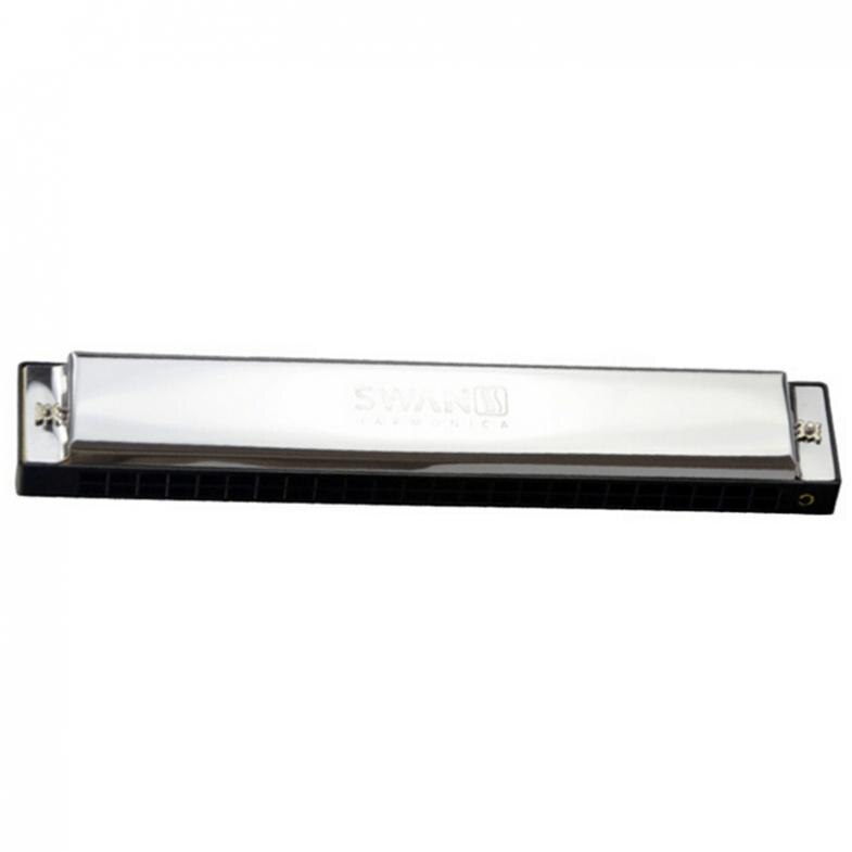 Silver Harmonica Metal 24 Holes With 48 Tones Tremolo Harmonica C Key Octave-tuned Mouth Organ with Case For Harmonica Beginner