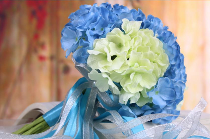 Avioliitto häät hortensia kimppu morsiamen ulompi hääkukkia rintakoruja kimppu mariage: Sininen