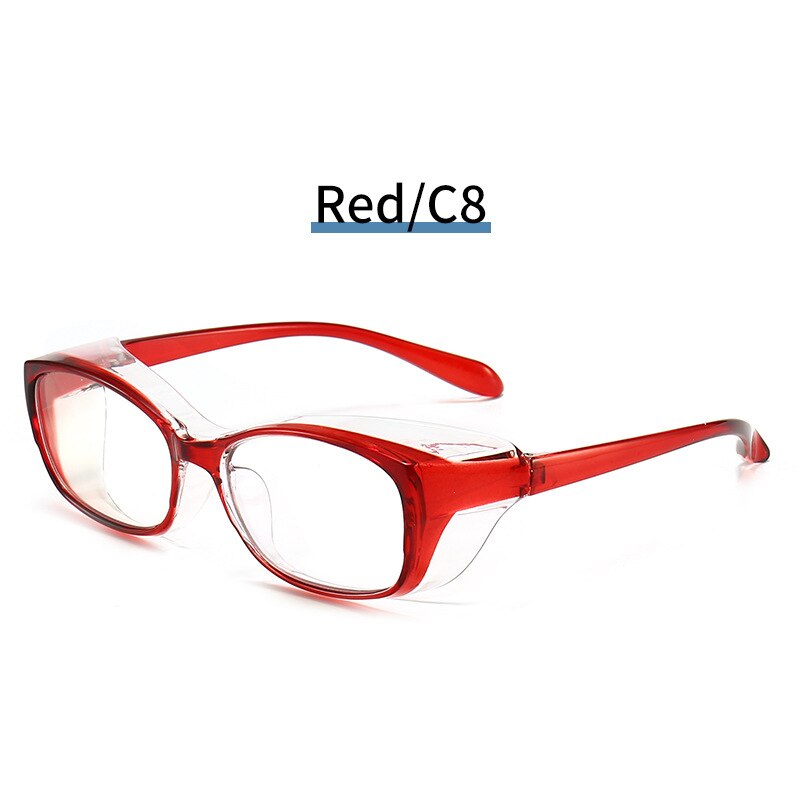 Square Safety Goggles with Side Shields Blue Light Blocking Glasses PC Lens Anti-allergy Windproof Anti Splash Eyewear: C8