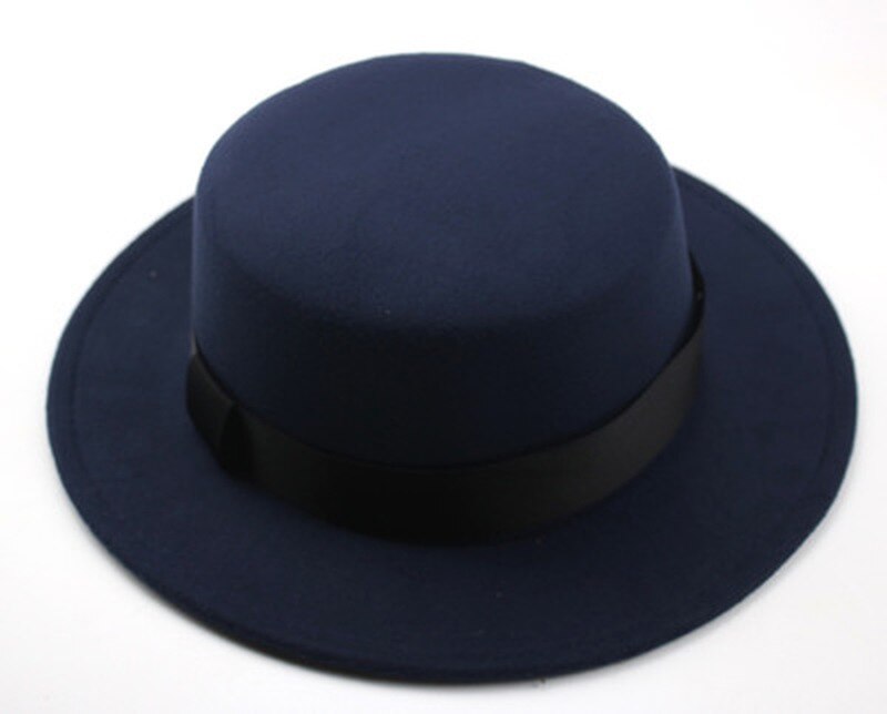 kids fedora hats for boys girls solid color flat top with ribbon band belt winter hats autumn big brim formal black kids hat