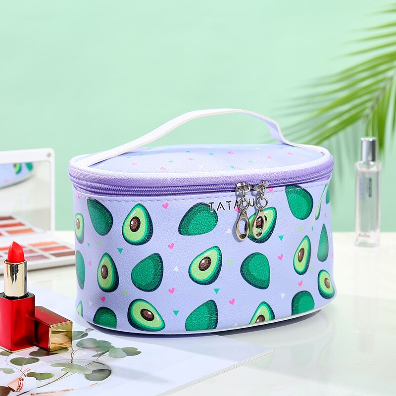 Bolso de maquillaje para mujer, bolso organizador de viaje con patrón de aguacates, bolso de mano para artículos de tocador estuche bolsas con gran capacidad para niñas: Purple