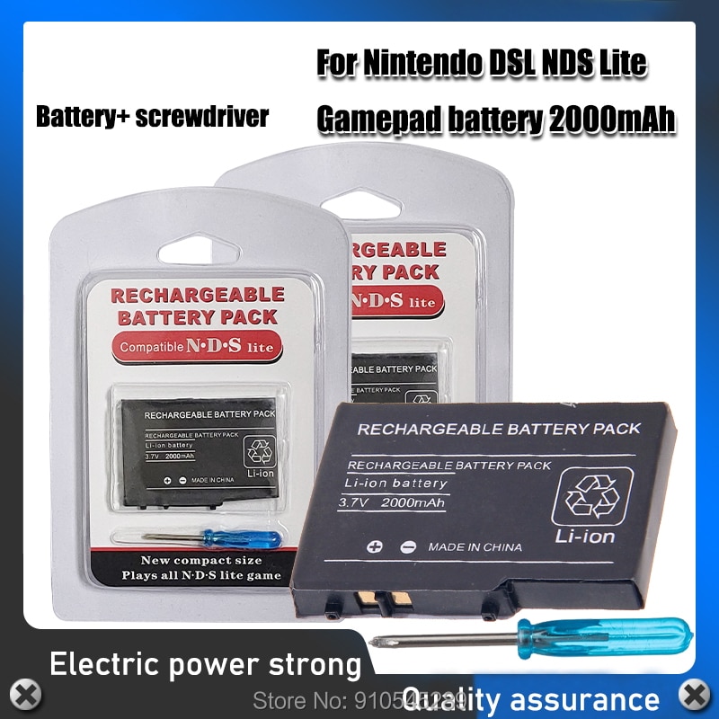 2000mAh Battery + Tool Pack Kit for Nintendo DSL NDS Lite NDSL 3.7V Rechargeable Lithium-ion Replacement Li-ion Battery