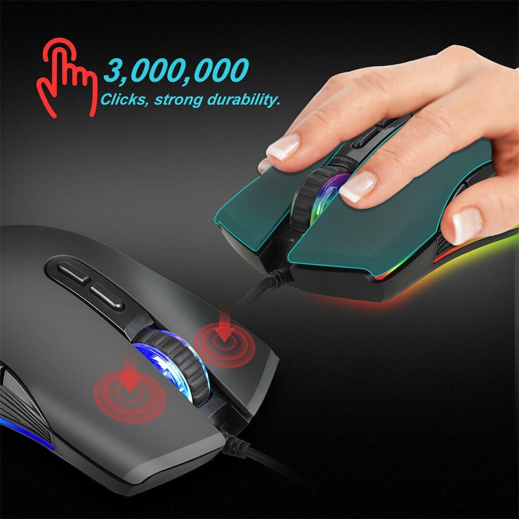 LED Optical USB Wired Gaming Mice Mouse 7Buttons 3200DPI Programmable Ergonomic Computer Silent PC Gamer Desktop Laptop