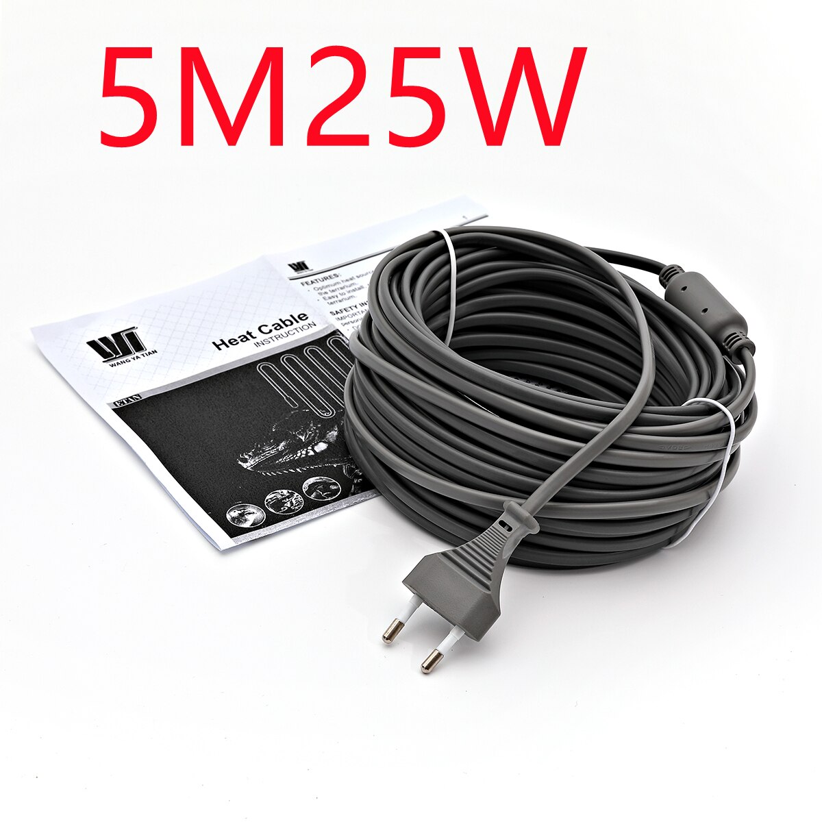 Infrared heating cable 1.7m power cord pet reptile breeding body warming line: 5M