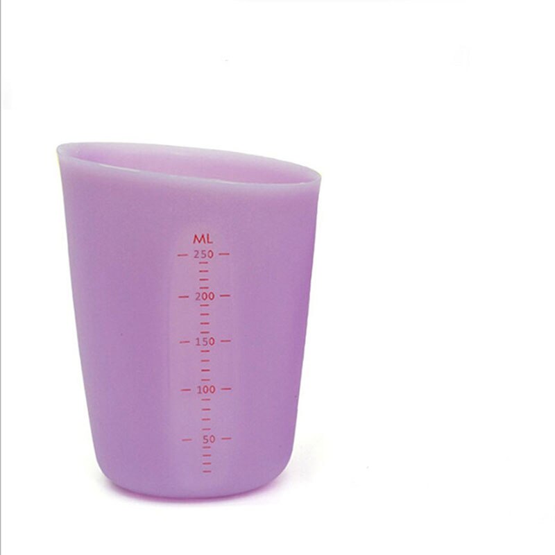 1 ud. Taza medidora de silicona para alimentos de 250ml vaso graduado utensilios medidores de cocina para hornear copas lindas de Color sólido