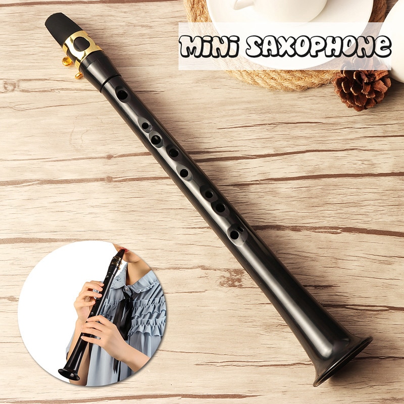 Zwarte Kleine Mini Sax Draagbare C Key Saxofoon Abs Lichtgewicht Sax Muziekinstrumenten Met Draagtas Voor Beginner