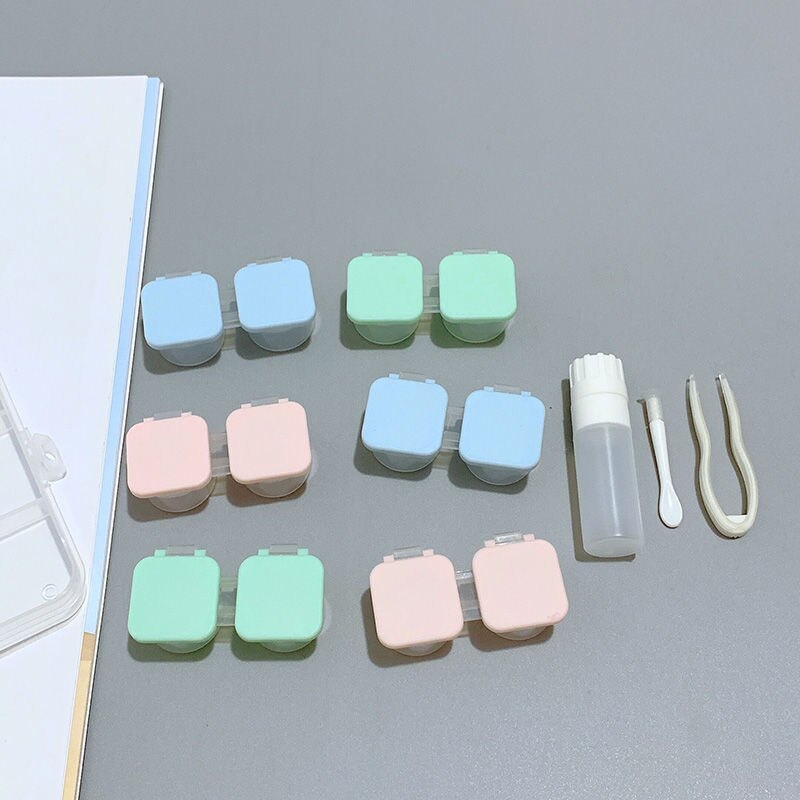 Willekeurige Kleur! Gomaxiygirl Contact Lens Case Travel Kit Dragen Draagbare Kleine Clear Brillen Zak Container Soak Opslag