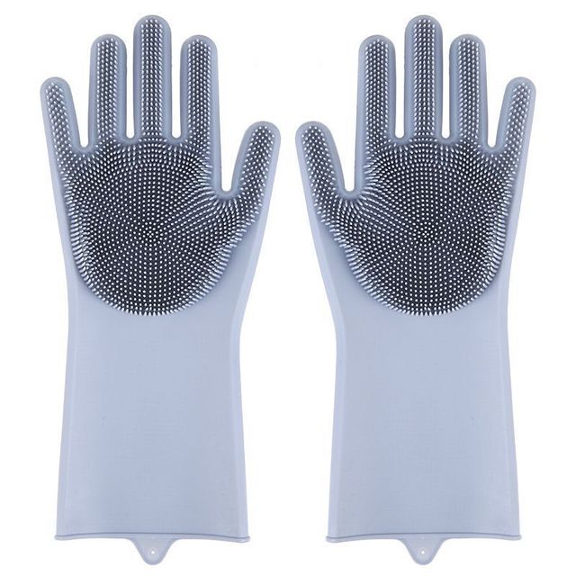 Poetshandschoenen Voor Het Verzorgen Van Huisdieren Hond Kat Baden Shampoo Handschoen Magie Afwassen Cleanner Spons Siliconen Ontharingshandschoen: Donkergrijs