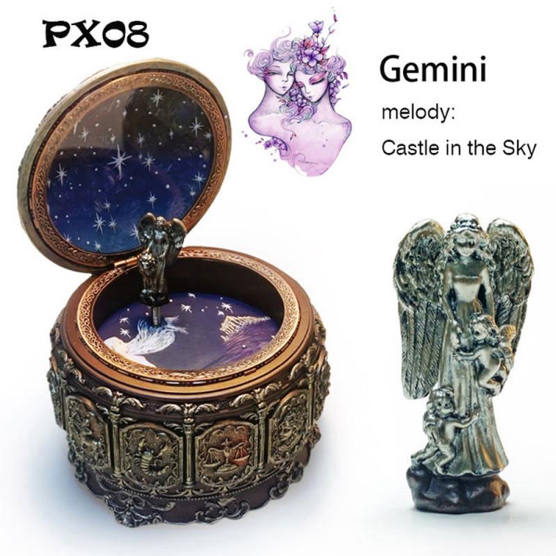 Twaalf Sterrenbeelden Met Led Flash Retro Zodiak Twaalf Constellatie Muziekdoos Handgemaakte Art Muziekdoos Valentijnsdag Bbirthda: Gemini