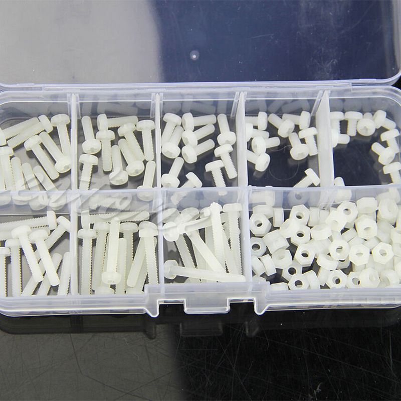 Kit de boulons et écrous en Nylon blanc, assortiment de 160 pièces métrique M3 8 tailles