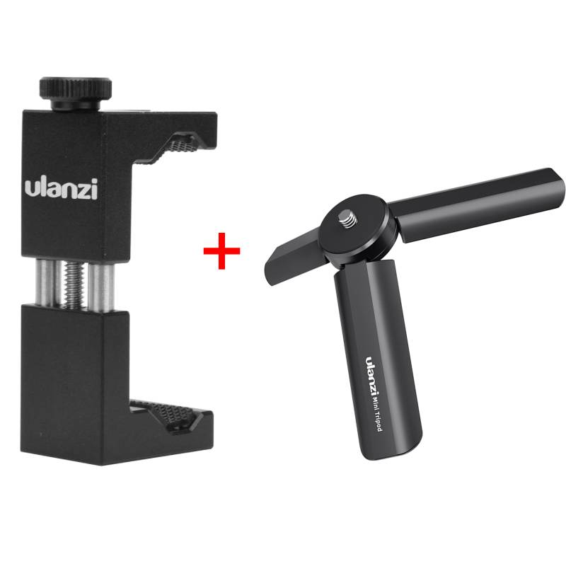 Ulanzi ST-02 Universal Phone Holder 1/4" Screw Adjustable Phone Clamp Clip with Shoe for Tripod Selfie Smartphone Holder: ST-02 with MT-15