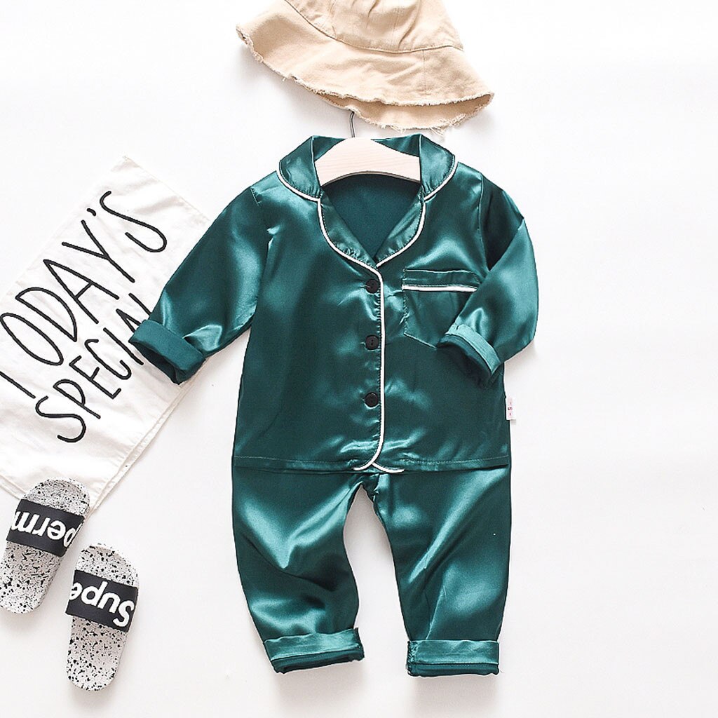 Peuter Baby Jongens Nachtkleding Suits Lange Mouwen Effen Tops + Broek Pyjama Set Kinderen Nachtkleding Outfits Kinderen Homewear Пижама