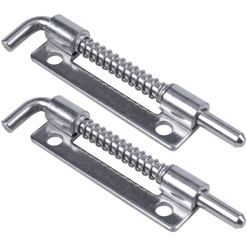 2X Hardware Spring Loaded Metal Security Barrel Bolt Latch 3.5 Inch Long Silver Tone: Default Title