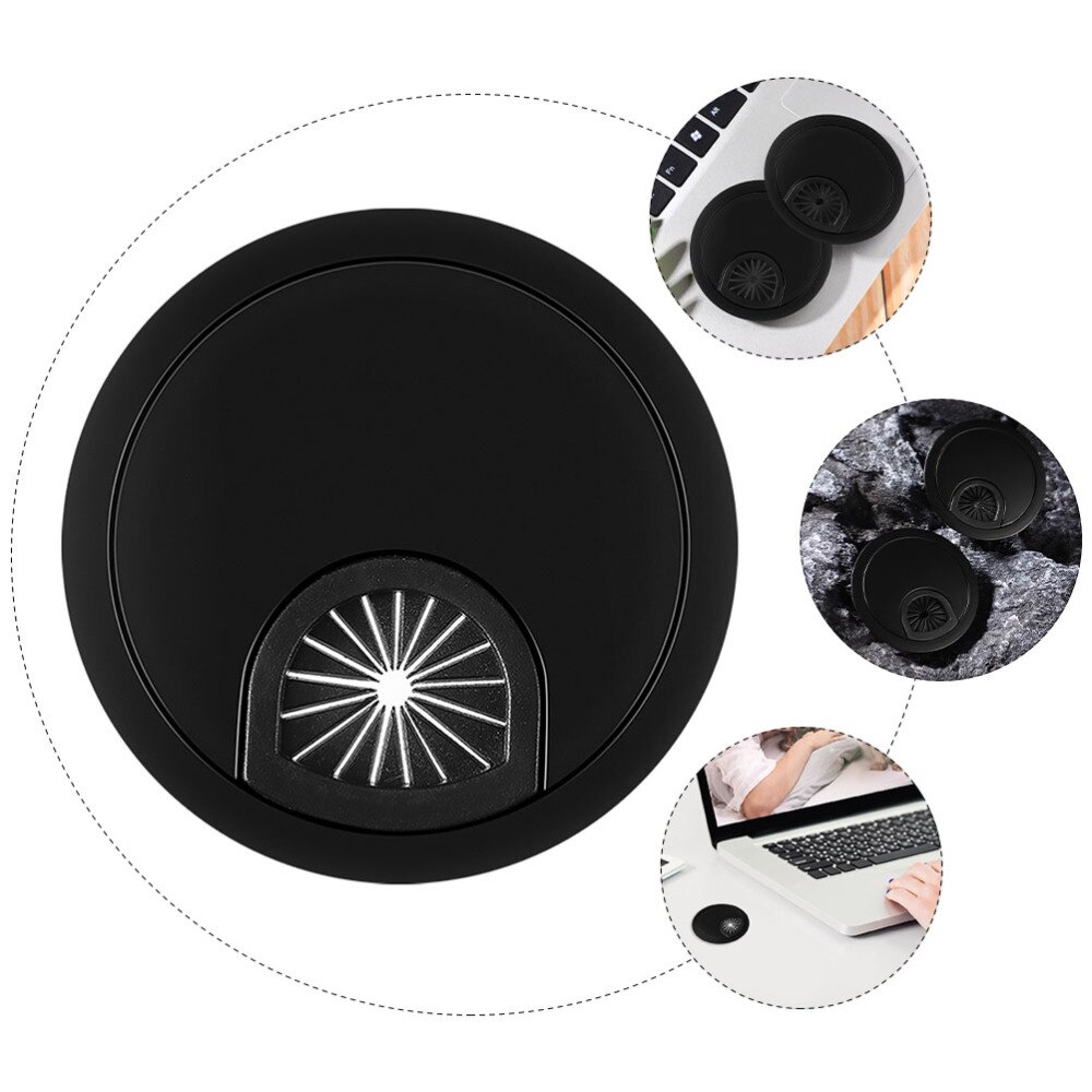1pc Black Desk Cable Wire Grommet Cable Wire Hole Cover for Office Home