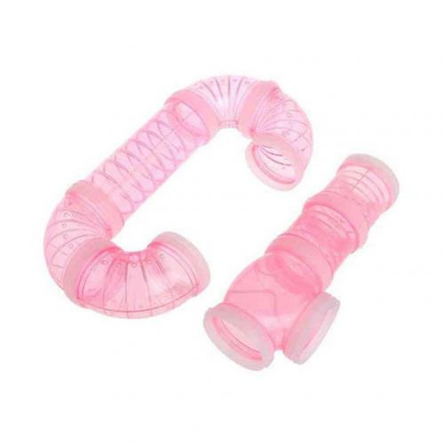 Transparent Hamster Rat Squirrel Cage Tunnel Tube Climbing Toy Small Pet Supply Transparent Polypropylene Transparent Mini Tunne: Pink