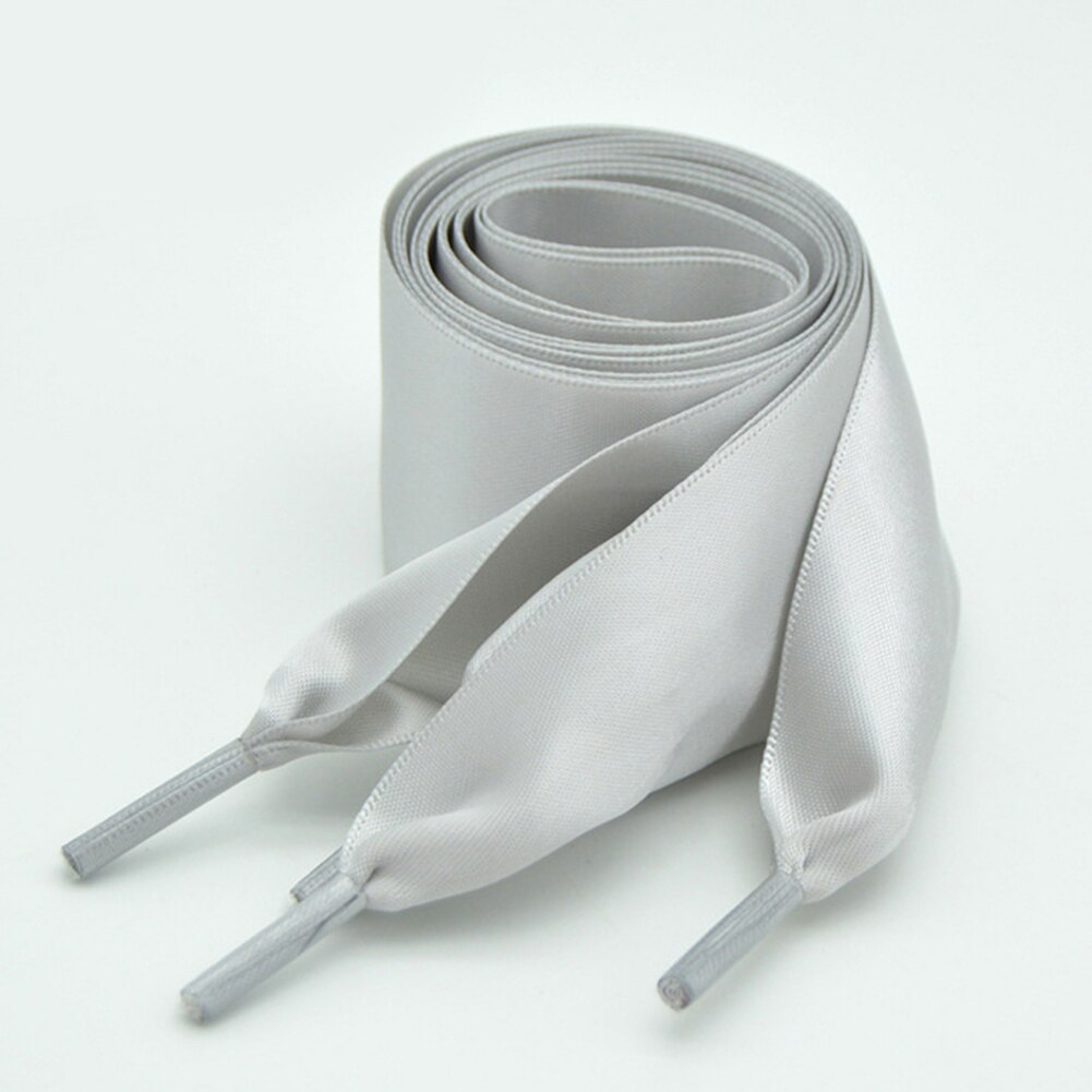 Cordones de zapatos de seda satinada para mujer, cintas de lona, informales, anchos, lisos, con lazo de Color sólido: grey