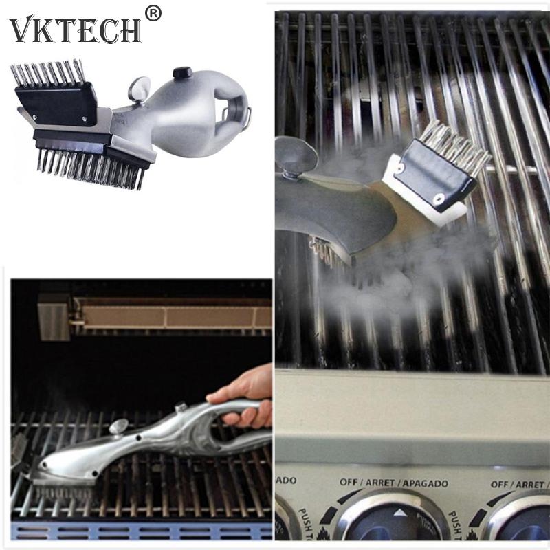 Stainless Steel BBQ Cleaning Brush Outdoor BBQ Grill Brush Barbecue Grill Cleaner Steam BBQ Accessories Cooking Tools
