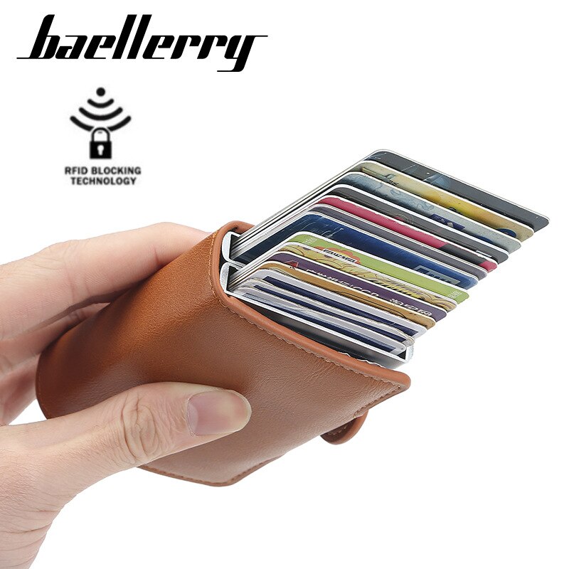 Baellery-portefeuilles pour hommes, Rfid 14 porte-cartes, Vintage, noir, porte-monnaie court en cuir, Mini-portefeuille